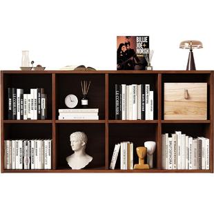 全实木书架落地置物架八格柜子储物简易家用客厅自由组合收纳书柜