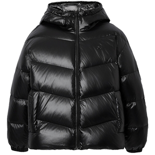 【机能冰壳】杰克琼斯冬季男装纯黑色高蓬松亮光宽松羽绒服外套