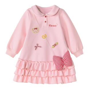 笛莎童装女童连衣裙春季新款儿童女孩宝宝甜美公主裙长袖卫衣裙