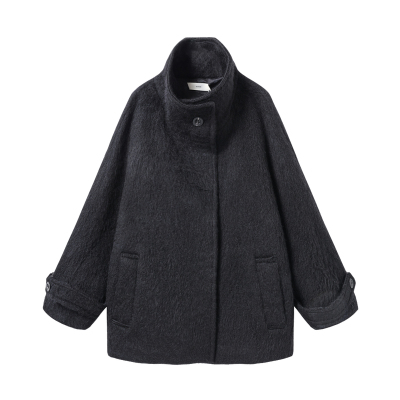 西町村屋设计感大衣女2025冬季新款廓形极简单面呢外套XHAD10071