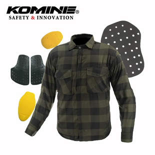 KOMINE秋冬加绒立领衬衫式城市通勤摩托骑行服防护夹克男女JK-626