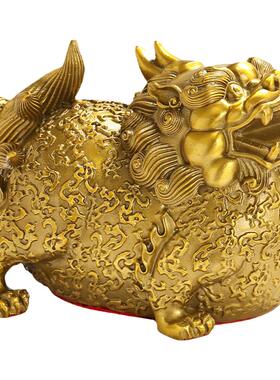 貔貅摆件黄铜一对进门家用办公室客厅装饰门口皮丘工艺品店铺摆设