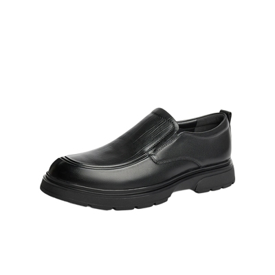 森达休闲皮鞋男士秋冬商场同款通勤舒适满帮一脚蹬套脚皮鞋K2302D