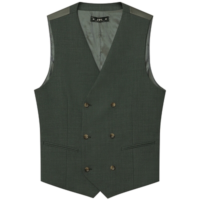 JDV商场同款绿色双排扣正装马甲