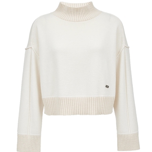 【ONLY奥莱】春季含羊毛双色线混织松弛高领宽松短款毛衣针织衫女