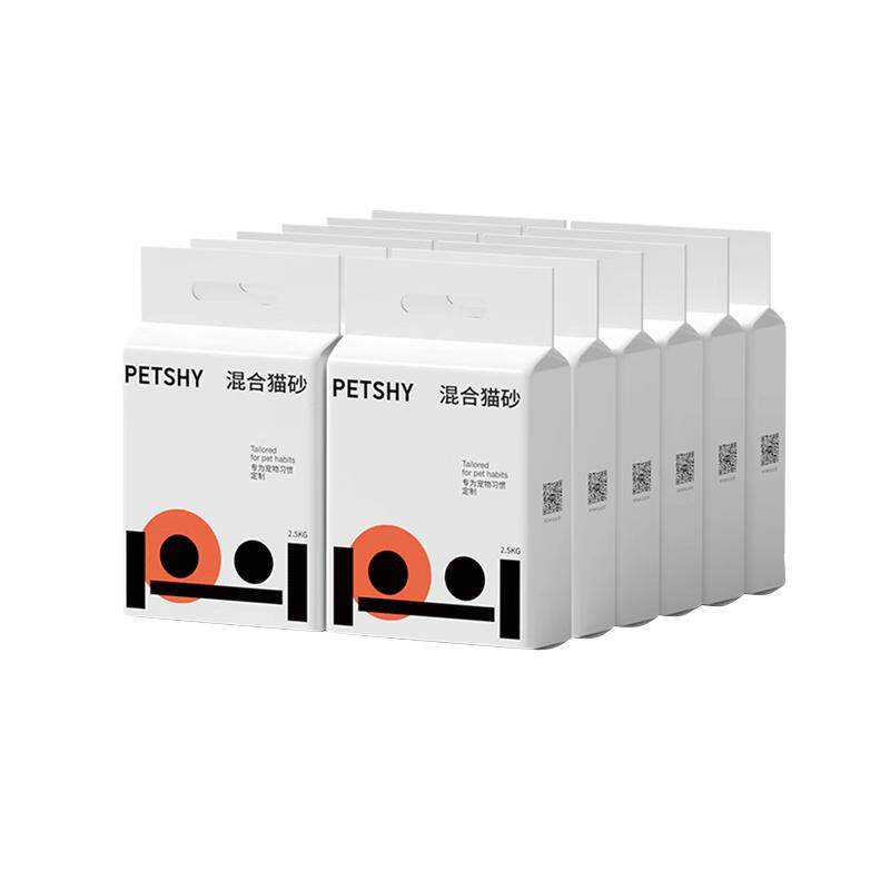 PETSHY百宠千爱 豆腐猫砂细混合型10kg膨润土除臭无尘2.5公斤包邮