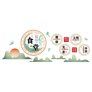 食堂文化墙贴珍惜节约粮食宣传标语贴纸员职工餐厅光盘行动装饰画