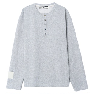 ALL BEINGS2025AW秋季新款花灰色彩扣亨特领打底衫长袖T恤女