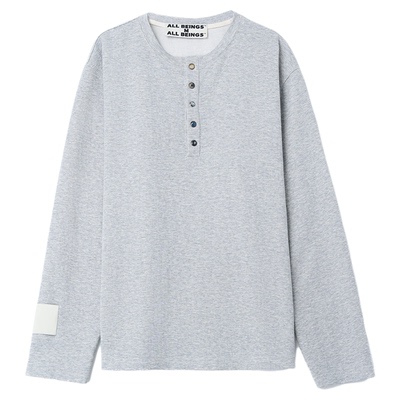 ALL BEINGS2025AW秋季新款花灰色彩扣亨特领打底衫长袖T恤女