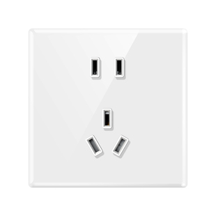 国际电工电源插座钢化玻璃面板墙面86型墙壁暗装家用五孔插座电源