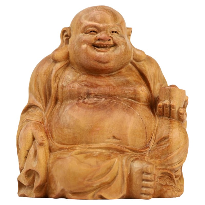 老山檀香开心元宝弥勒佛桌面摆件
