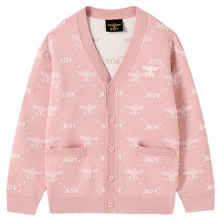 【焦糖芝士】BOYLONDON春季情侣潮牌印花针织毛衣开衫外套N64902