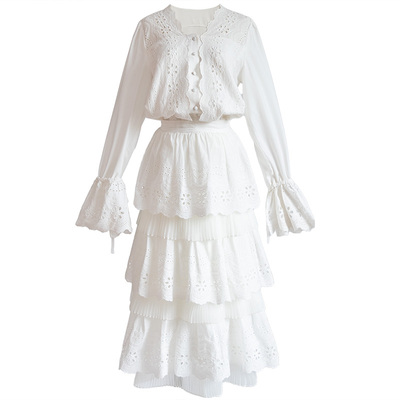 原创法式复古秋冬蛋糕蕾丝半身裙