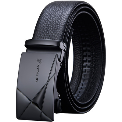 男士百搭商务风年轻人真皮自动扣