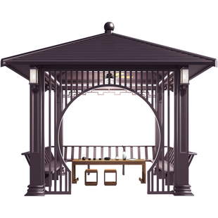 铝合金四角凉亭仿古古建六角亭子斜顶新中式凉棚户外庭院凉亭定制