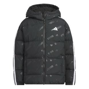 阿迪达斯童装25冬季新款男女大童保暖休闲鸭绒连帽羽绒服KC5919