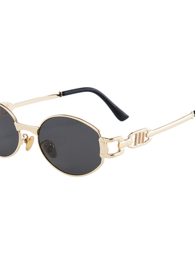 复古老钱风金属圆框墨镜欧美高级感街拍凹造型女网红款防晒太阳镜