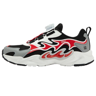 福燈贺岁｜特步男童鞋新年款儿童旋钮扣中大童跑步鞋男防滑运动鞋