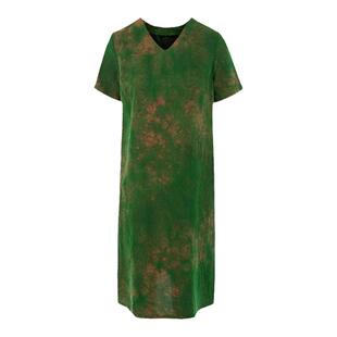 【专柜同款】鹿王桑蚕丝女士连衣裙领香云纱裙印花宽松春夏新款