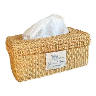 诧寂风创意手工复古草编纸巾盒客厅茶几抽纸盒桌面收纳餐巾纸盒