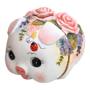 方亚陶瓷拥有幸福萌猪存钱筒摆件送礼储钱罐礼品