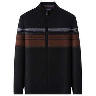 [纯绵羊毛/重磅加厚]梦特娇冬新款男士羊毛开衫拉链毛衣外套保暖J