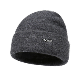CACUSS羊绒帽子男冬季新款加厚保暖羊毛针织冷帽大头围时尚毛线帽
