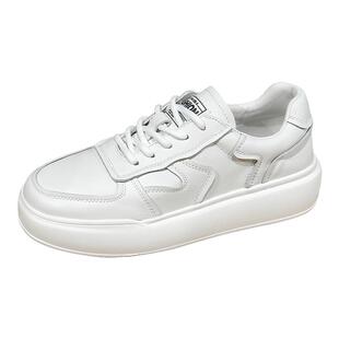 头层牛皮丑萌小白鞋女2026春新款真皮厚底面包鞋百搭运动休闲板鞋