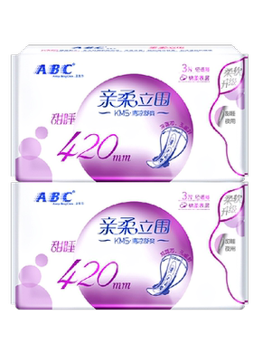ABC夜用棉柔420mm卫生巾3片×2包