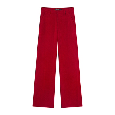 灯芯绒阔腿裤高腰垂感显瘦长裤