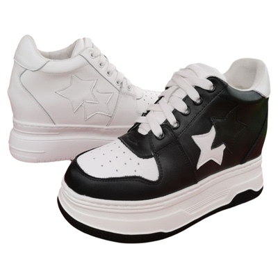 女鞋星星款百搭9cm内增高小白鞋