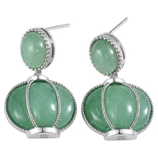 MEIDEHEN美得很银骨东陵玉灯笼耳坠耳钉耳饰民族风新年礼物