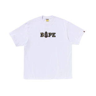 BAPE男装25年秋冬迷彩鲨鱼字母图案印花短袖T恤315101P