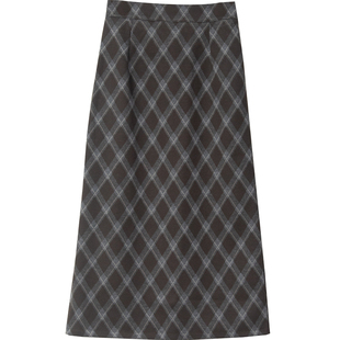 时尚百搭格子半身裙女2025秋季新款高腰显瘦中长款百搭包臀裙1985