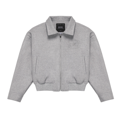 美式潮牌毛呢夹克外套男立领廓形