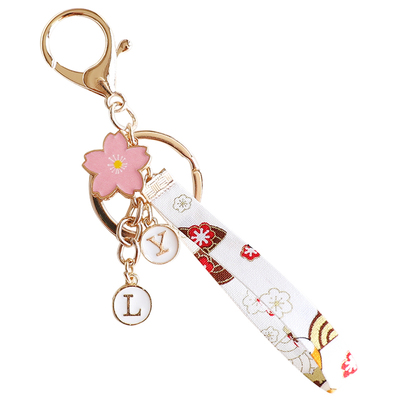 定制款樱花双面字母腕带钥匙扣