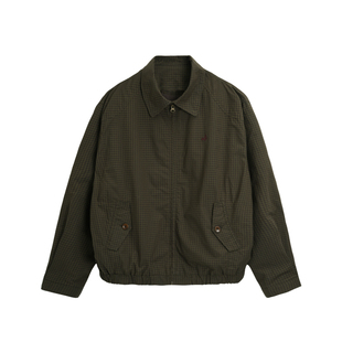 AWT25SS 全棉精纺三色混搭细格纹 复古感宽松翻领春秋夹克外套