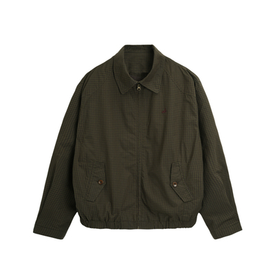 全棉精纺细格复古感翻领夹克