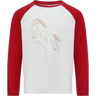 本来BENLAI男女童新年马年印花抗菌插肩撞色T恤2026春款BTT460002