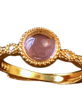 古里雅金色圆形锆石戒指高级感