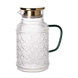 川岛屋海棠花玻璃冷水壶凉水壶耐高温家用大容量凉茶壶凉水杯套装