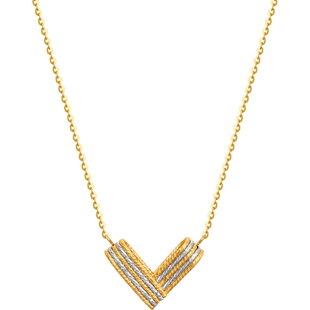 潮宏基浮光掠影V系列黄18K金项链彩金套链锁骨链高级感X生日礼物