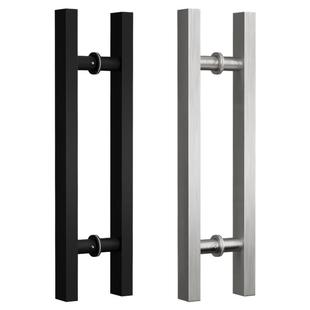 玻璃门拉手不锈钢方管无指纹玫瑰黑钛金色有框无框推拉大木门把手