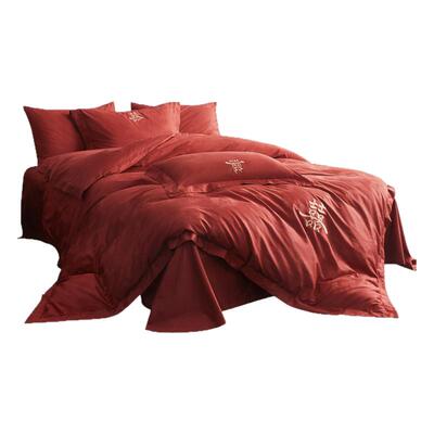 水星家纺婚庆四件套60支长绒棉提花刺绣结婚套件新中式婚嫁26床品