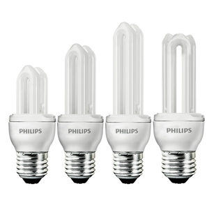 飞利浦节能灯u型e27螺口家用2u灯管螺旋台灯灯泡三基色超亮日光灯