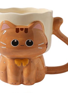 手工陶瓷可爱猫咪马克杯单耳把手