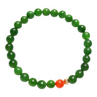 天然玉石新疆白玉和田玉俄碧玉手链手串菠菜绿单圈冰晴绿散珠单珠