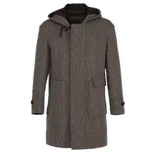 【立体姣花纹理】CALLISTO男士冬季中长款羊毛呢大衣连帽柔软气质