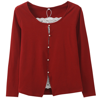 气质撞色减龄百搭显瘦拼接打底衫