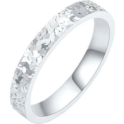 周六福碎碎冰银戒指女款爆闪指环